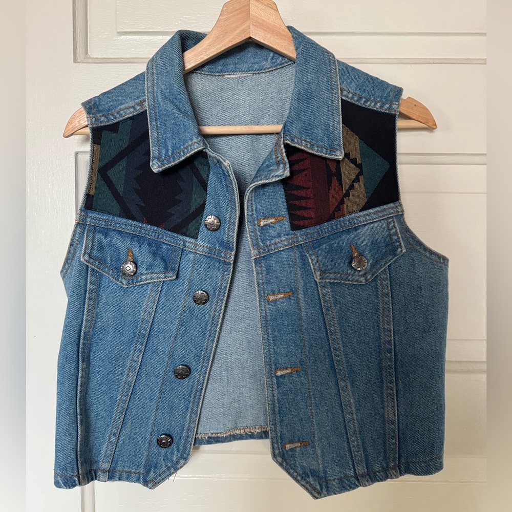 Women's Western Jean Jacket Vest - S/M